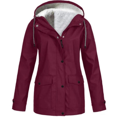 Damen Outdoor-Jacke mit Kapuze – Wasserdicht, Winddicht und Fleece-Futter