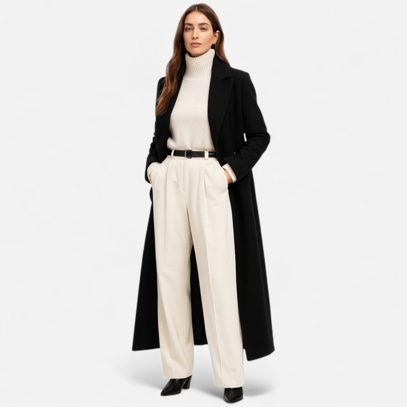 Schwarzer Maxi-Mantel für Damen von Milano
