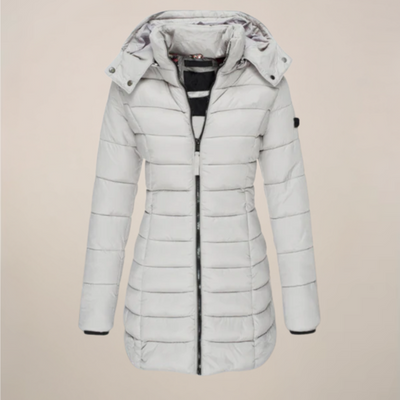 Torino Lange Damen Pufferjacke mit Kapuze und Wattierung