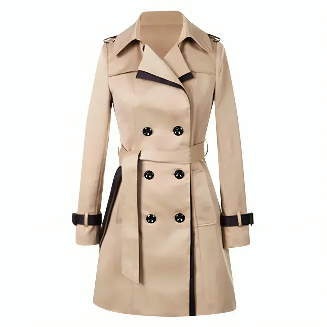 Damen Trenchcoat mit Doppelreihe, Gürtel und Manschettendetails – Zeitlose Eleganz