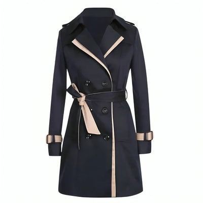 Damen Trenchcoat mit Doppelreihe, Gürtel und Manschettendetails – Zeitlose Eleganz