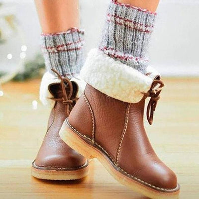Lesli Boots – Damen Schnürstiefeletten mit Absatz in Lederlook