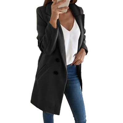 Damen Eleganter Lange Blazer Mantel – Stilvoll & Behaglich für Jeden Anlass