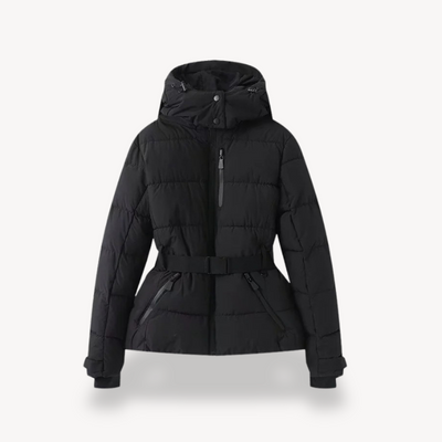 Damen Winterjacke mit Gürtel – Wasserabweisend und Kapuze, gepolstert