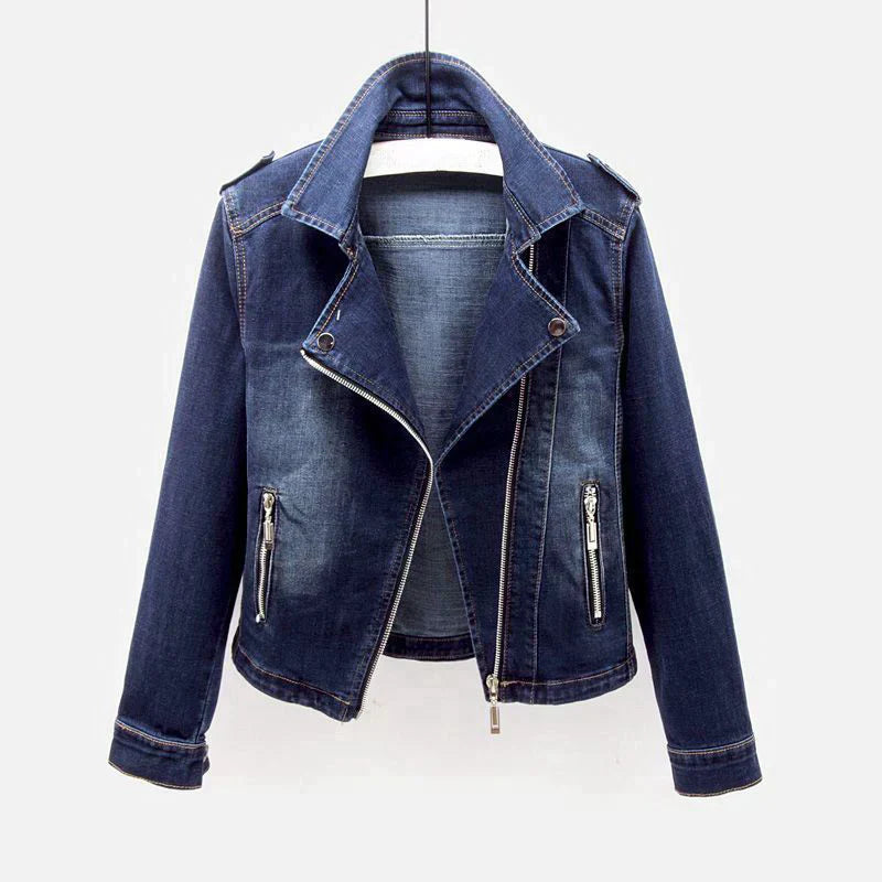 Jeza Denim Damenjacke mit auffälligem Kragen