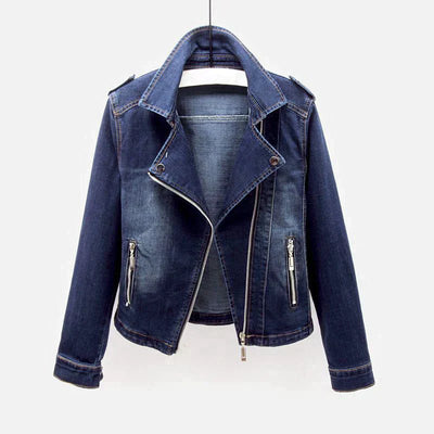 Jeza Denim Damenjacke mit auffälligem Kragen