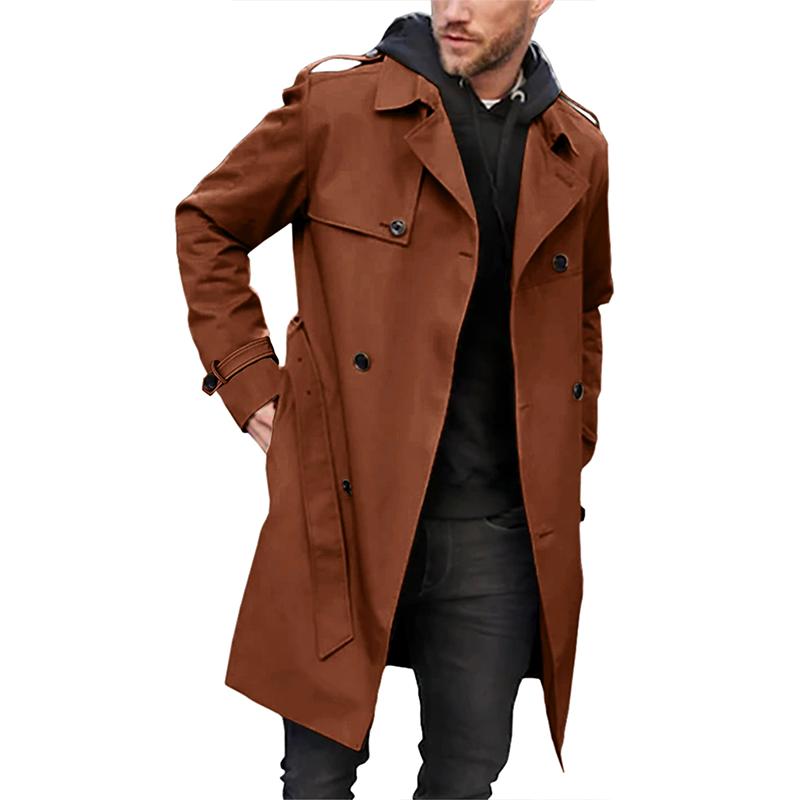Herren Trenchcoat – Klassisch mit Reverskragen und Taillengürtel