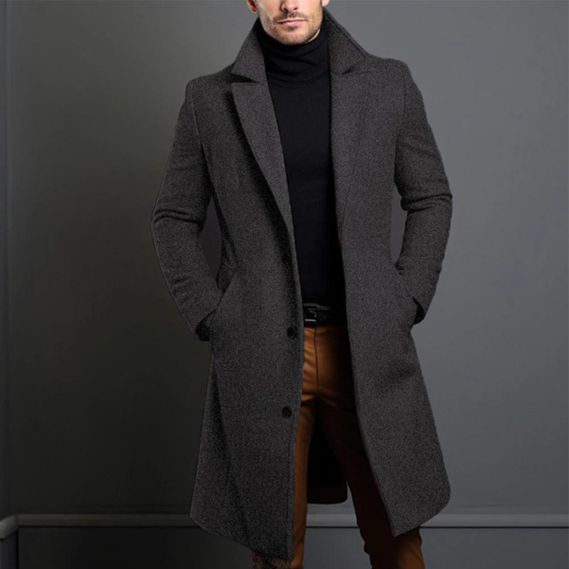 Lange Herren Winterjacke – Eleganter Schnitt im luxuriösen Woll-Look