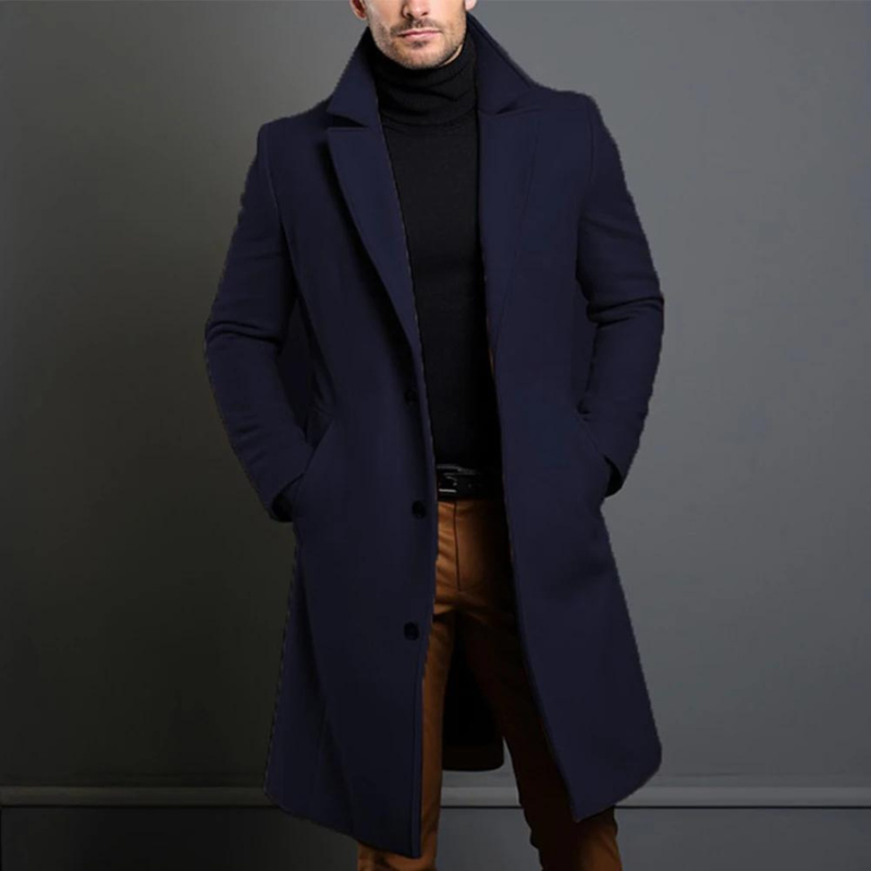 Lange Herren Winterjacke – Eleganter Schnitt im luxuriösen Woll-Look
