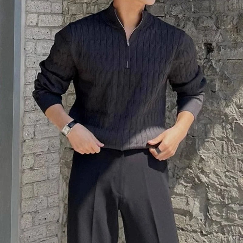 Luxurious Men's Jacquard Half-Zip Sweater
