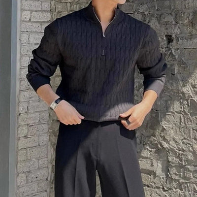 Luxurious Men's Jacquard Half-Zip Sweater