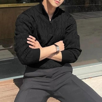 Luxurious Men's Jacquard Half-Zip Sweater