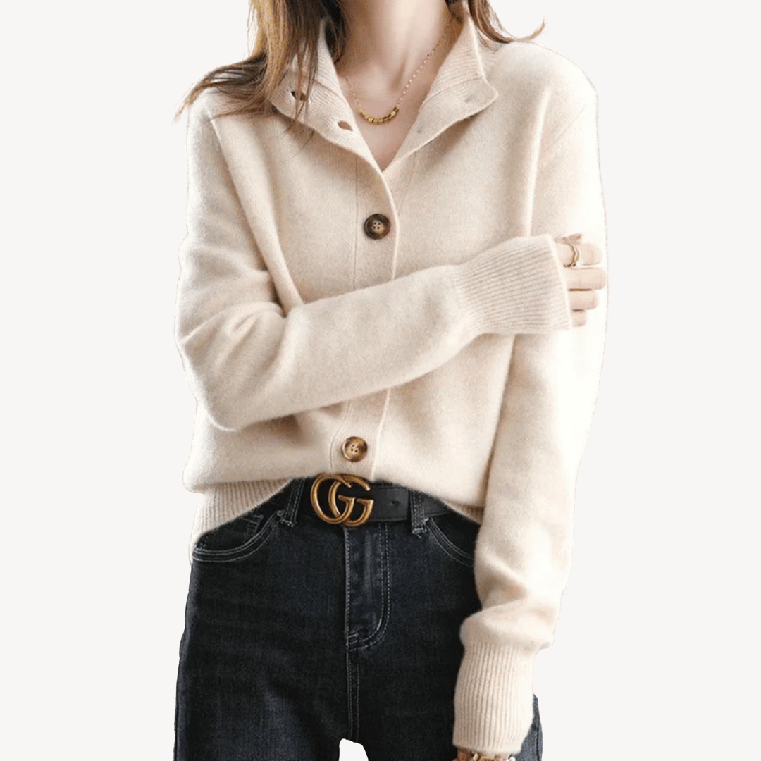 Elegante Damen-Weste aus Kaschmirwolle – Klassisches Design mit Kragen und Knöpfen