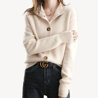 Elegante Damen-Weste aus Kaschmirwolle – Klassisches Design mit Kragen und Knöpfen